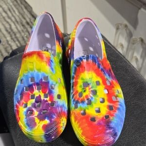 Vans Kids Tie-Dye Slip-On Slip On Shoes - Rainbow Multicolor, Size 13